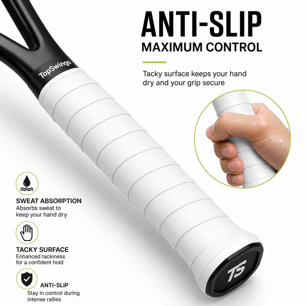 TopSwings Premium Tennis Overgrip Tape (10-Pack) – Anti-Slip Grip for Tennis, Pickleball & Badminton
