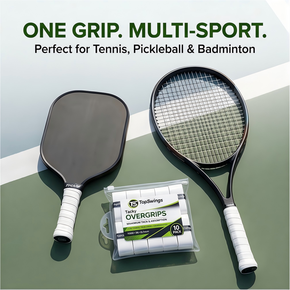 TopSwings Premium Tennis Overgrip Tape (10-Pack) – Anti-Slip Grip for Tennis, Pickleball & Badminton